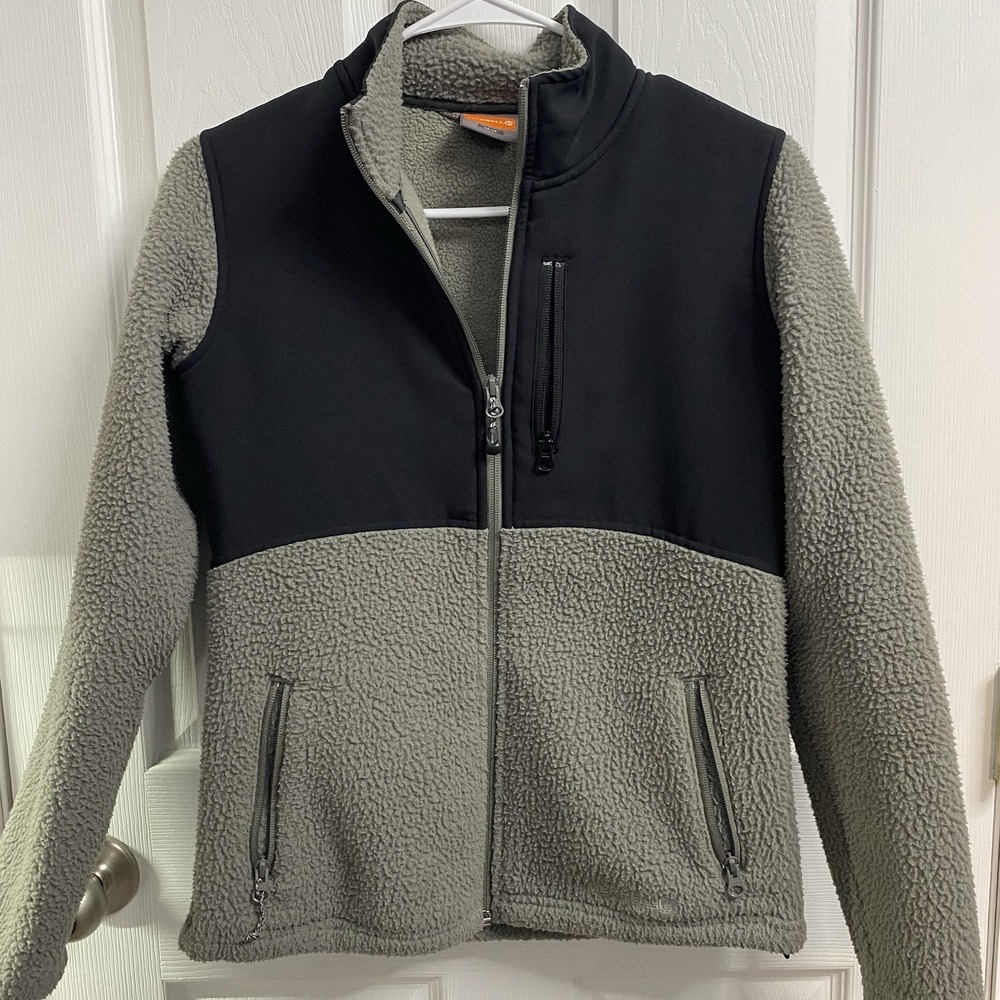 Merrell Mens XS Full Zip Jacket Fleece Grey Black-front Pockets‎ Warm Winter